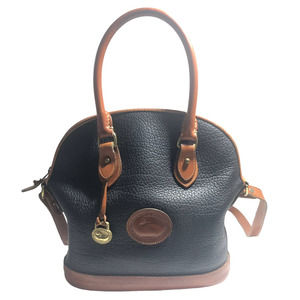 Dooney & Bourke Vintage Black & Brown All Weather Leather Norfolk Satchel